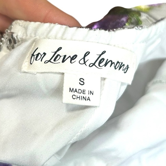 Revolve For Love and Lemons Wildflower Foil Lace Mini Dress in Lavender Sz small - Picture 13 of 15